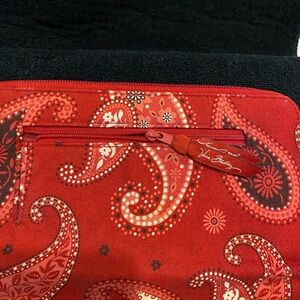 VERA BRADLEY “Paisley Zip Around Wallet” Size 10x10” Red  Pink Cream EUC